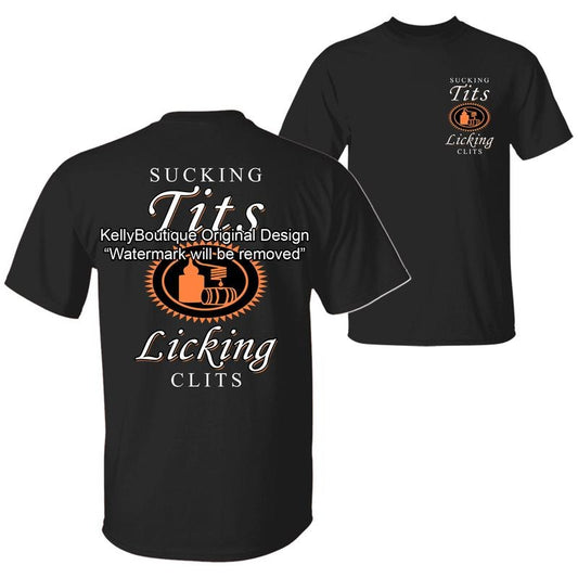 Sucking T and Licking C Funny Titos Drinking Humor Party T-shirt, Rap Hip-hop Music Shirt, Titos Logo Party Vibes Design 2 Sided Unisex Cotton T-shirt for Men for Women Menswear Womenswear Top