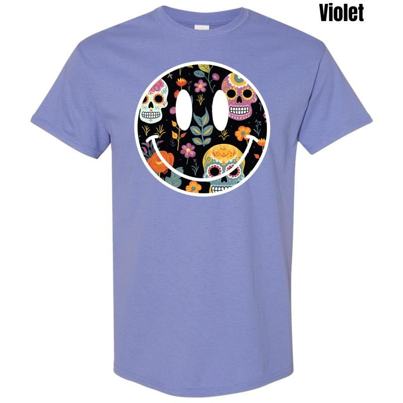 Sugar Skull Happy Face Gildan Short Sleeve T-Shirt 'NLB' Hoodie, Sweatshirt | PureTeeCo.com