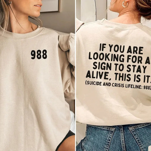Suicide Hotline Sweatshirt Mental Health Awareness Mental Health Sweatshirt Suicide Prevention Shirt Therapist Sweatshirt 988 Shirt
