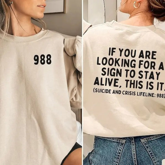 Suicide Hotline Sweatshirt, Mental Health Awareness, Mental Health Sweatshirt, Suicide Prevention Shirt, Therapist Sweatshirt, 988  T-shirt, sweater and Hoodie 2 sides