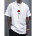 Summer Casual Crew Neck Cotton Tee Shirt for Men - Soft Slight Stretch Fabric, Alphabets Pattern, Machine Washable,...