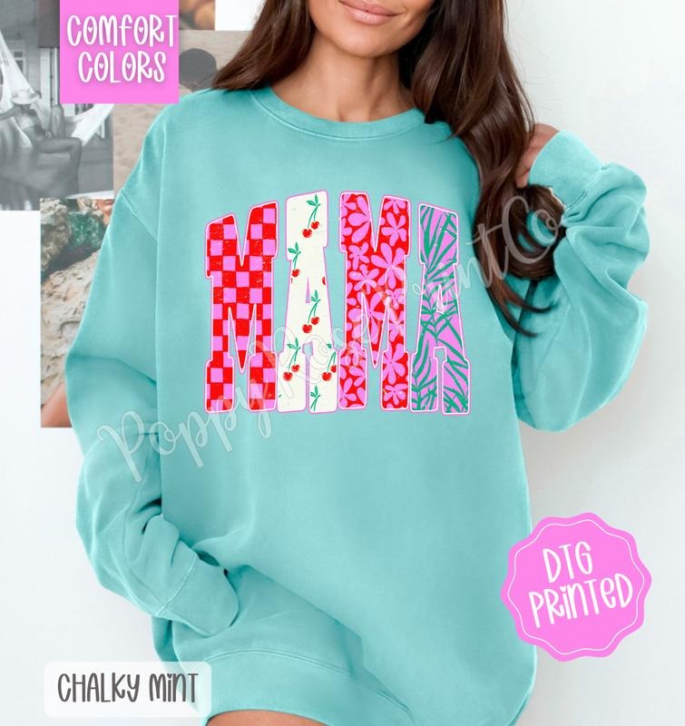 Summer Mama Comfort Colors Sweatshirt, Preppy Mom Crewneck T-Shirts, Hoodie | PureTeeCo.com
