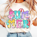 Summer Vibes Brushstroke Retro Coquette Beach Hello Checkered T-Shirtstyle{n002}2 T-Shirts, Hoodie, Sweatshirt