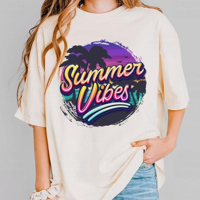 Summer Vibes Comfort Tee, Vacation Shirt, Beach T-Shirt, Palm Lover Tee, Positive Shirt, Motivational Shirt, Women Top...