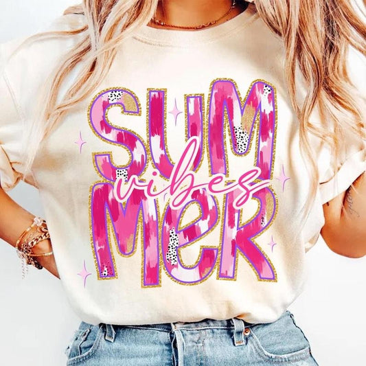 Summer Vibes Summer Brushstroke Retro Summer Coquette Summer Beach Summer Checkered Hello Summer T-Shirt