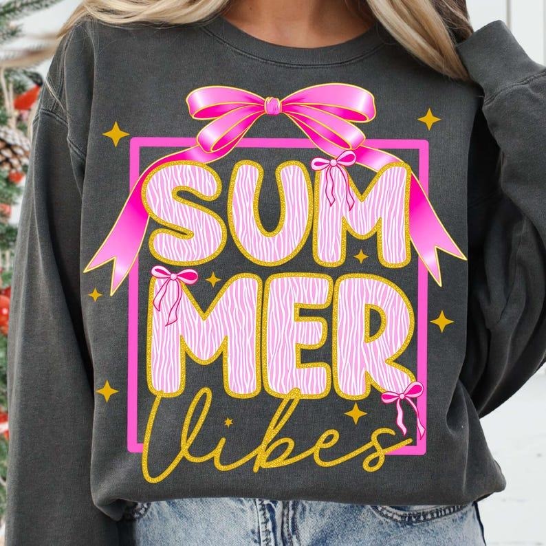 Summer Vibes tshirt, Coquette Summer sweatshirt, Retro Summer tshirt, Summer Shirt Design, Beach sweatshirt, Hello Summer...