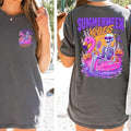 Summerween Vibes Shirt 2 Sides, Funny Skeleton Float Halloween in Summer Shirt, Trendy Sublimation Spooky Flamingo Pool...