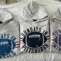 Sundays In Your City Football Hoodie - Ash Gray, S-5XL, 8 oz., 50% Cotton, 50% Polyester - Spandex T-Shirts, Sweatshirt
