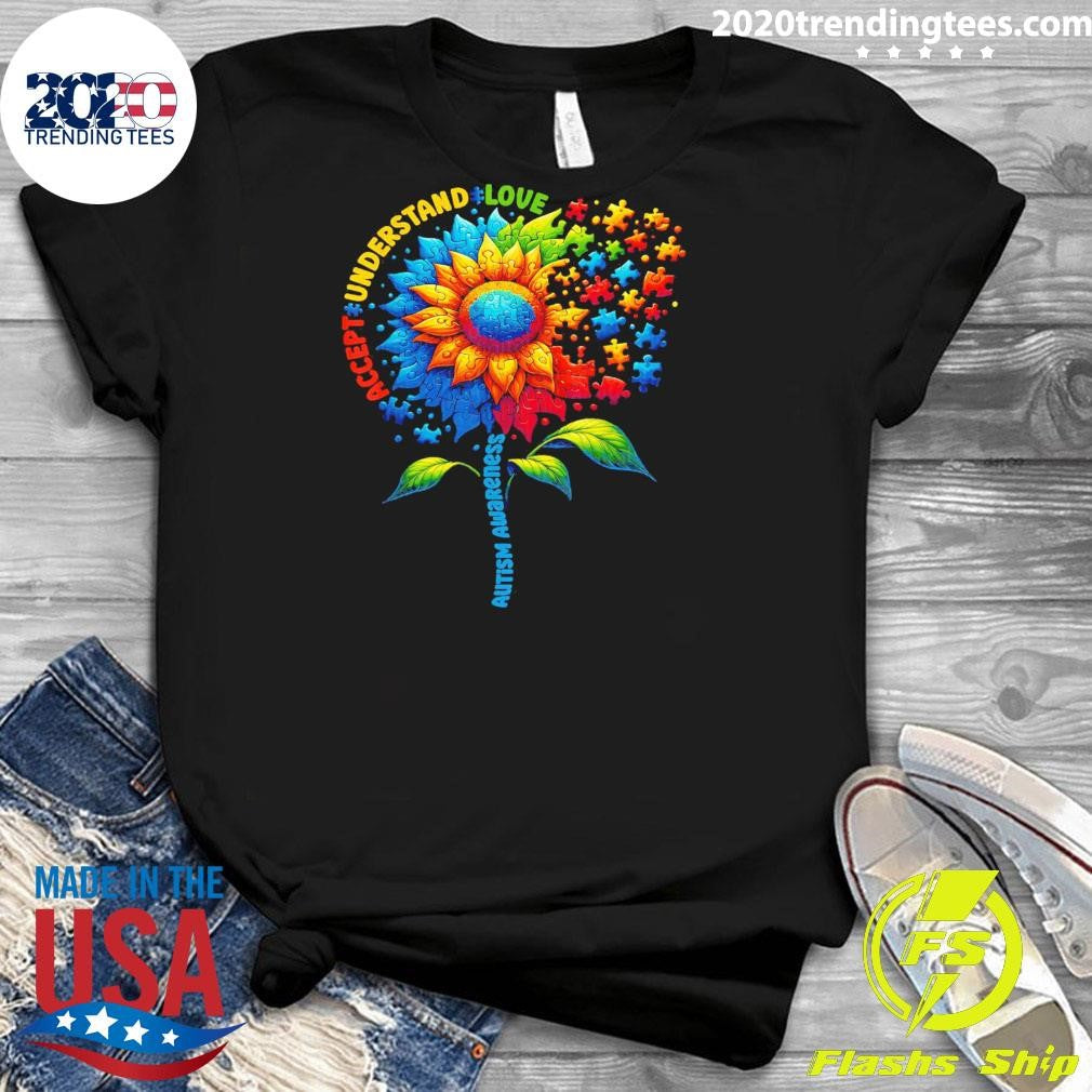 Sunflower Autism Awareness Accept Understand Love Baseball 2026 Shirt