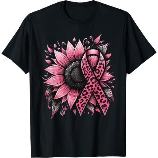 Sunflower Pink Breast Cancer Awareness T-Shirt Made in USA Hoodie, Sweatshirt | PureTeeCo.com