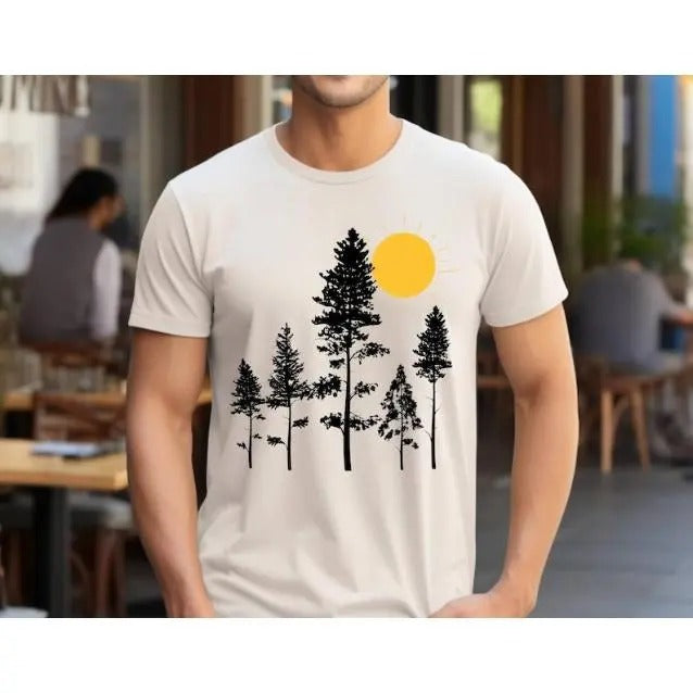 Sunrise Nature Unisex shirt, Forest Graphic Tee, Men's Nature shirt, Camping shirt, Graphic Tee, Men's Outdoors T-Shirt,...