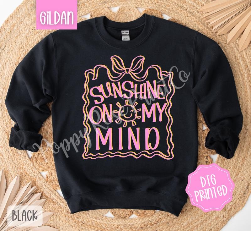 Sunshine On My Mind Sweatshirt, Cute Summer Sweater, Girly Beach Crewneck T-Shirts, Hoodie | PureTeeCo.com