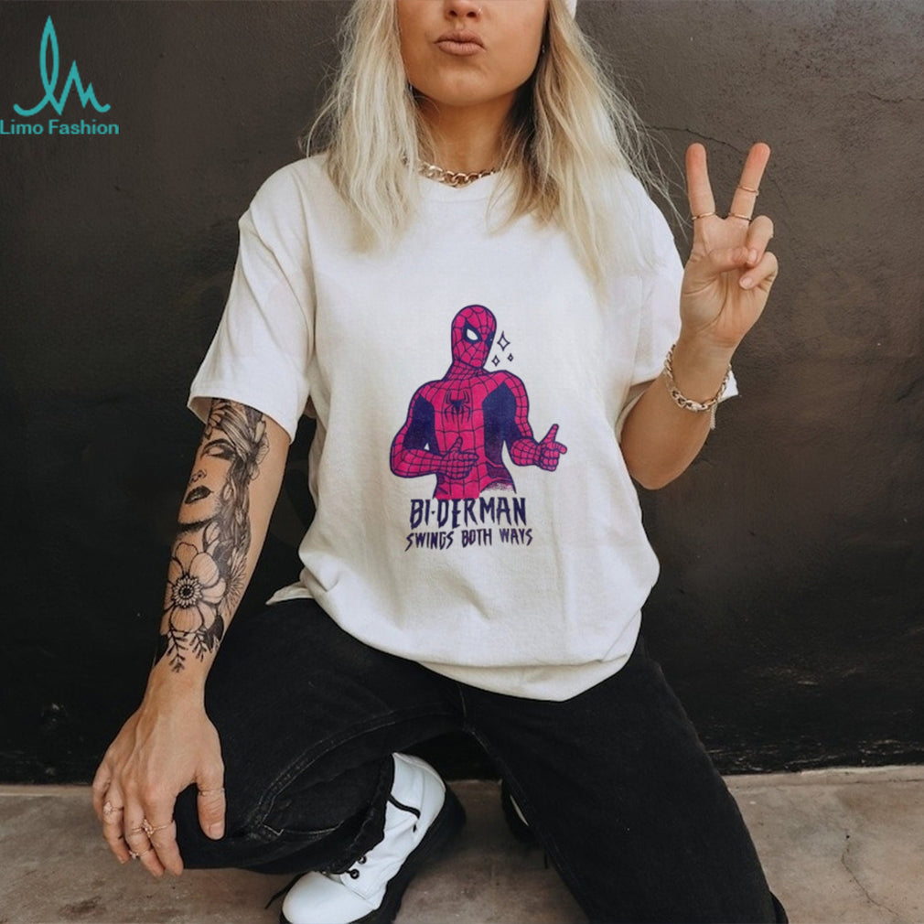 Superhero Spiderman Bi derman Swings Both Ways t shirt