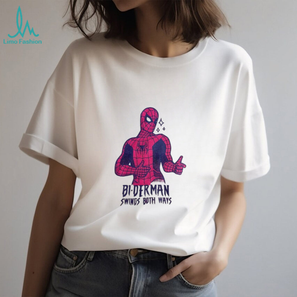 Superhero Spiderman Bi derman Swings Both Ways t shirt