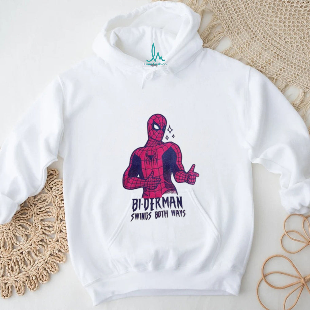 Superhero Spiderman Bi derman Swings Both Ways t shirt