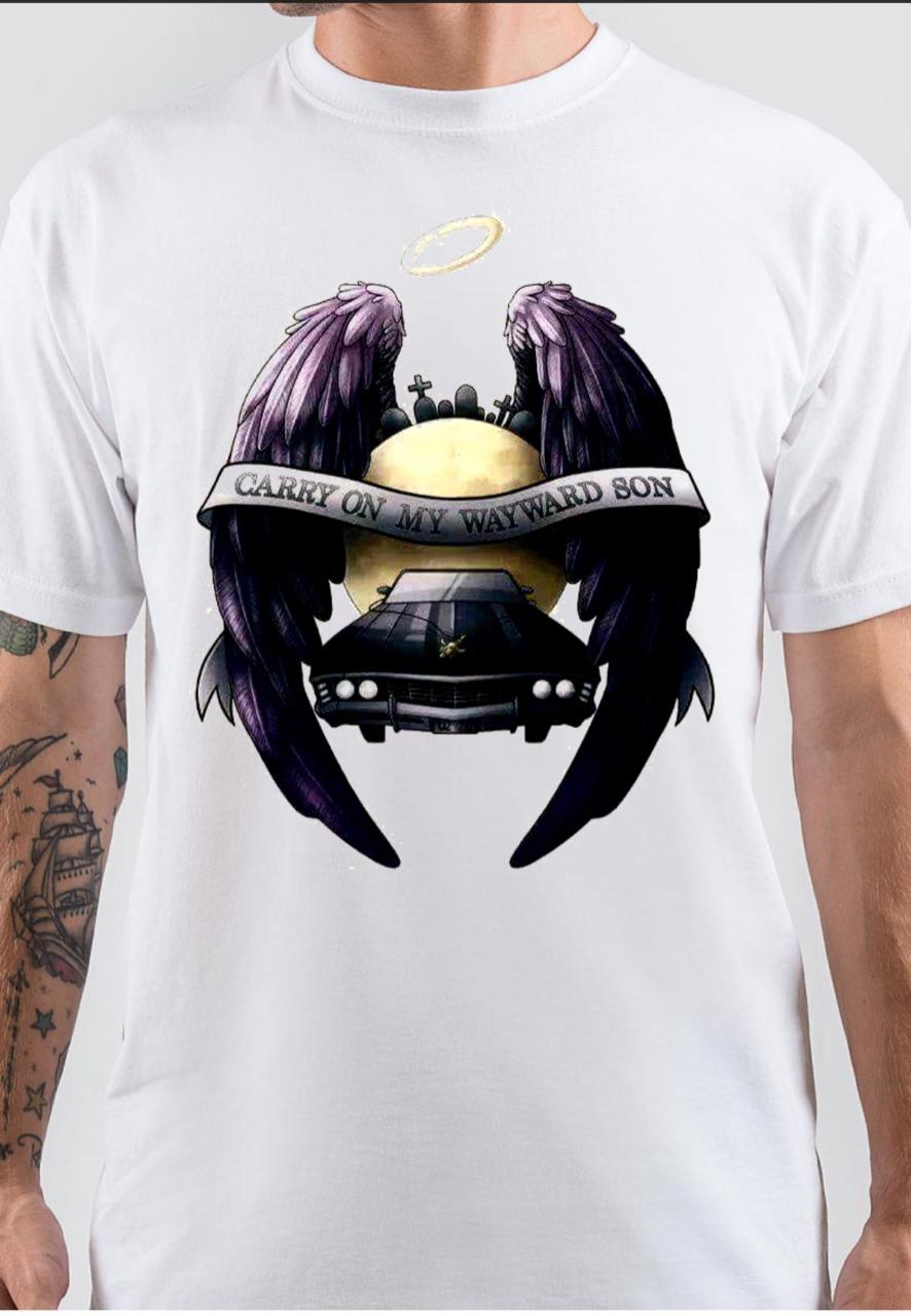 Supernatural Carry On My Wayward Son White T-Shirt Hoodie, Sweatshirt | PureTeeCo.com