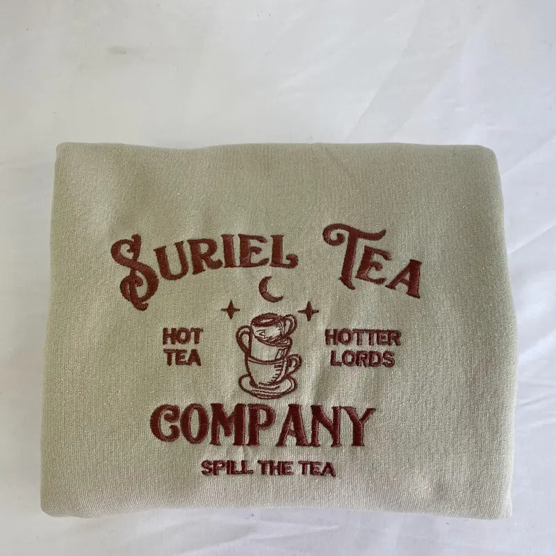 Suriel Tea Company Embroidered Sweatshirt - Acotar Bookish Embroidered - Gift for Booklover T-Shirts, Hoodie | PureTeeCo.com
