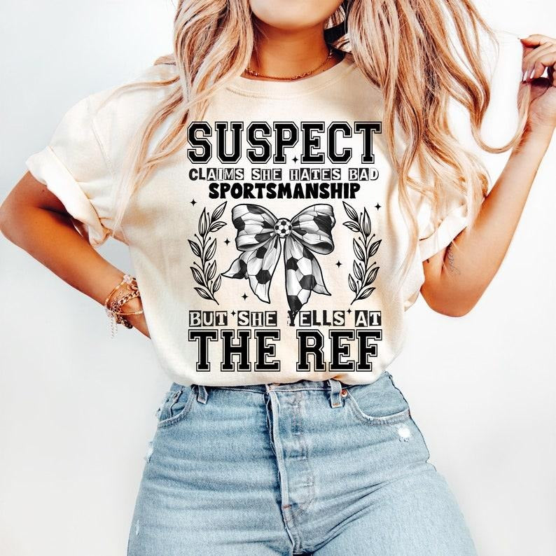 Suspect Claims Soccer, Soccer Coquette, Game Day, Retro Soccer Bow, Funny Soccer Mama Tshirtstyle{n002}2 T-Shirts,...