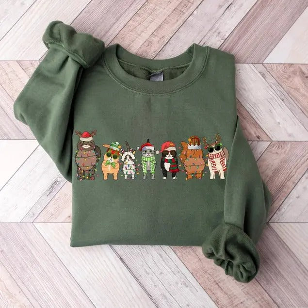 Cute Cat Christmas 100% Cotton T-shirt/Sweatshirt - Unisex Style - Menswear, Top Hoodie | PureTeeCo.com