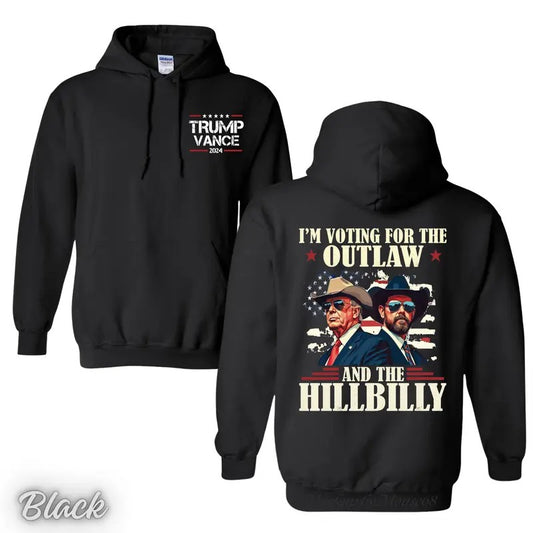 Trump I'm Voting For The Outlaw and The Dark MAGA 2024 American Flag Trump And Elon Musk Shirt/Hoodie/Sweatshirt, Retro Crewneck, Cotton, Menswear Tops