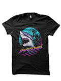 Synthwave Shark Jawesome Black T-Shirt Hoodie, Sweatshirt | PureTeeCo.com