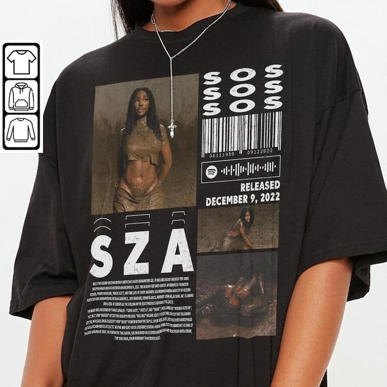 Sza Music Merch Shirt, Sza Sos Album 90s Tee, Sza Tour Rapper GiftInspired Sweatshirt Hoodie | PureTeeCo.com