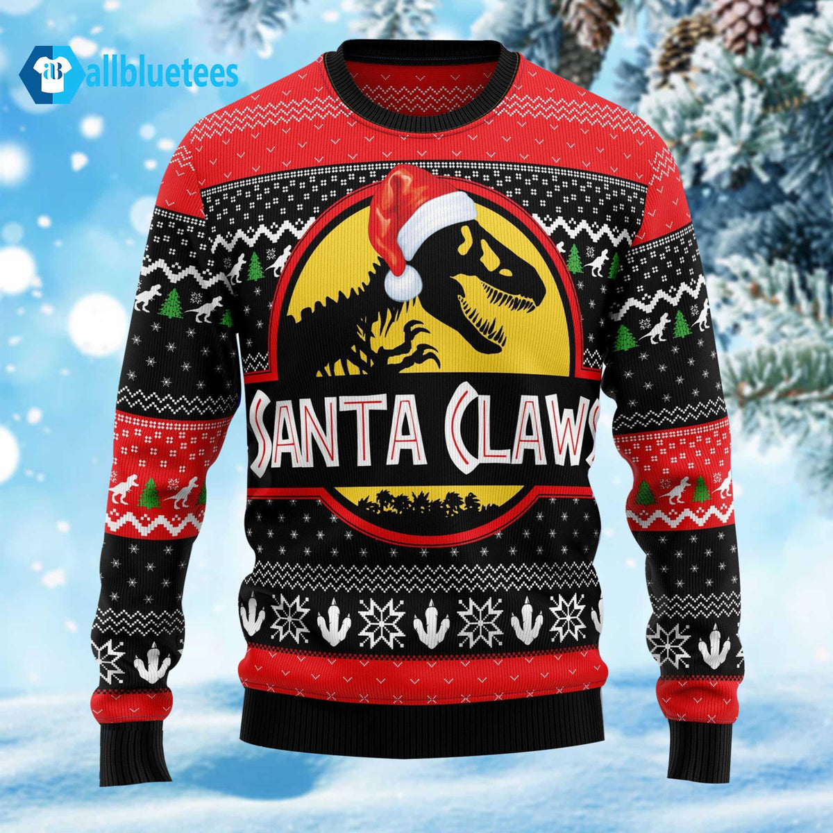 T-Rex Santa Claws Ugly Christmas Sweater