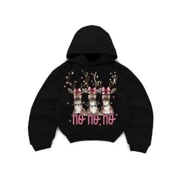 Ho Ho Ho Deer Hoodie/Sweatshirt/T-Shirt Christmas - Unisex Style 100% Cotton - For Him, For Her | PureTeeCo.com