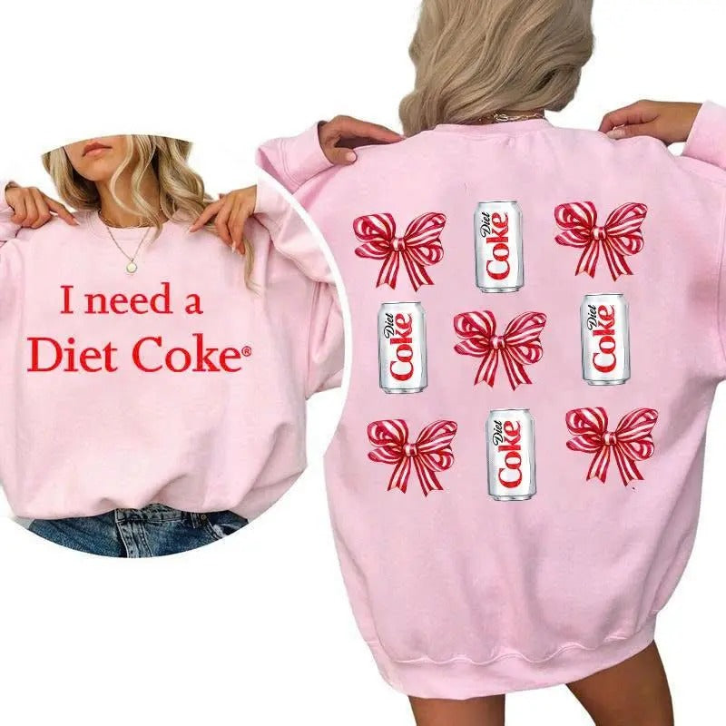 I Need A Diet Coke Coquette Bow Pink Unisex Crewneck Sweatshirt/T-Shirt, For Him, For Her, Unisex Style, 100% Cotton,...