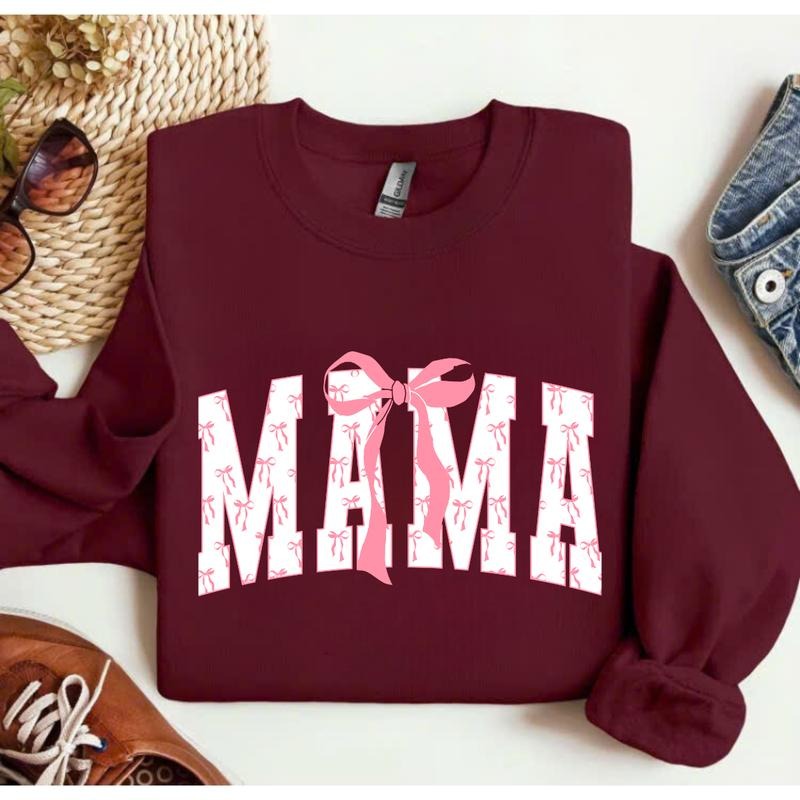 Soft Mama Era Coquette Pink Bow Crewneck Sweatshirt/T-Shirt, For Men, For Women, Unisex Style, 100% Cotton, Pullover...