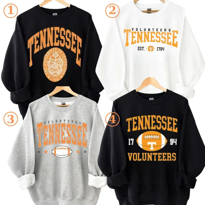 TN Varsity Vintage Tee Sweatshirt, Casual Sports Sweatshirt Gift for Sports Fans, Tennessee Volunteers men's  sweatshirts...