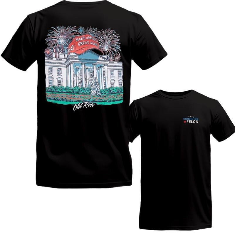 TRUMM 2024 WHIiTE HOU.SE Old Row Two Side T-Shirt, Tee, Make Great Again Old RoW, Cotton, Full Color, Menswear,...
