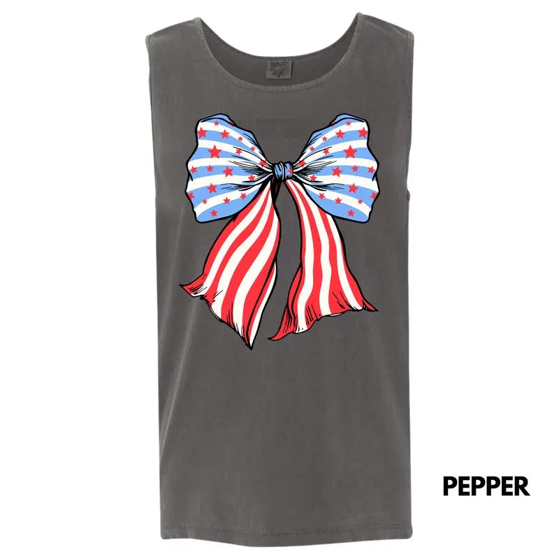 Tank Top - Bow-tiful Stars & Stripes Comfort Colors Tank Top 'NLB' T-Shirts, Hoodie, Sweatshirt | PureTeeCo.com