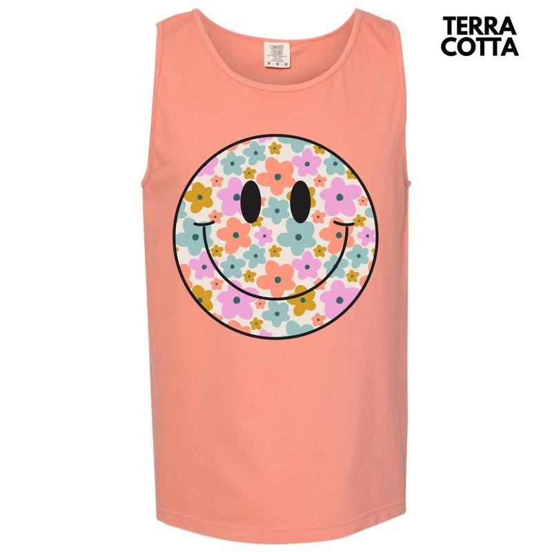 Tank Top - Fun Flower Happy Face Comfort Colors Tank Top 'NLB' T-Shirts, Hoodie, Sweatshirt | PureTeeCo.com
