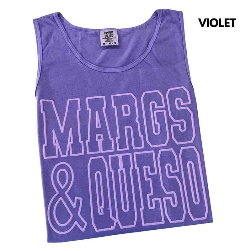 Tank Top - Lavender Margs & Queso Puff Comfort Colors Tank Top T-Shirts, Hoodie, Sweatshirt | PureTeeCo.com
