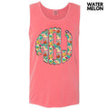 Tank Top - Paradise Floral Monogram Comfort Colors Tank Top 'NLB' T-Shirts, Hoodie, Sweatshirt | PureTeeCo.com