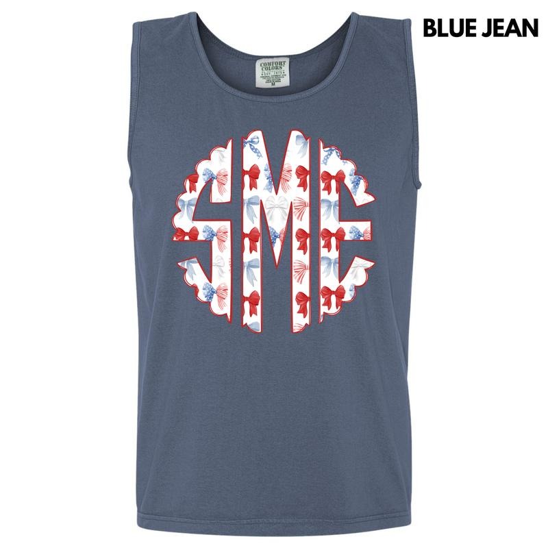 Tank Top - Ribbon USA Monogram Comfort Colors Tank Top 'NLB' T-Shirts, Hoodie, Sweatshirt | PureTeeCo.com