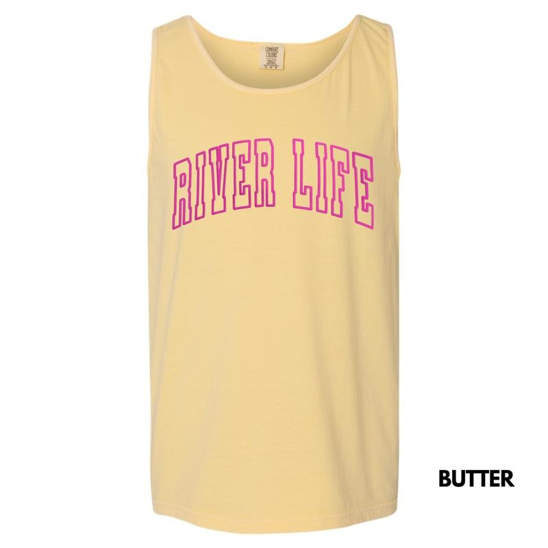 Tank Top - River Life Pink Puff Comfort Colors Tank Top T-Shirts, Hoodie, Sweatshirt | PureTeeCo.com
