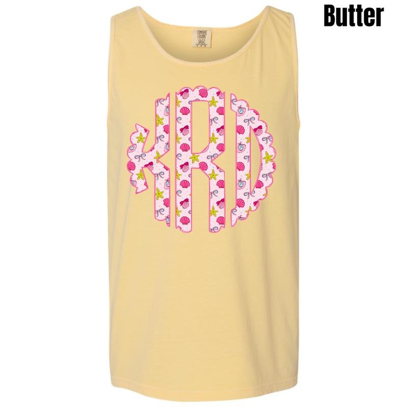 Tank Top - Shells & Bows Monogram Comfort Colors Tank Top 'NLB' T-Shirts, Hoodie, Sweatshirt | PureTeeCo.com