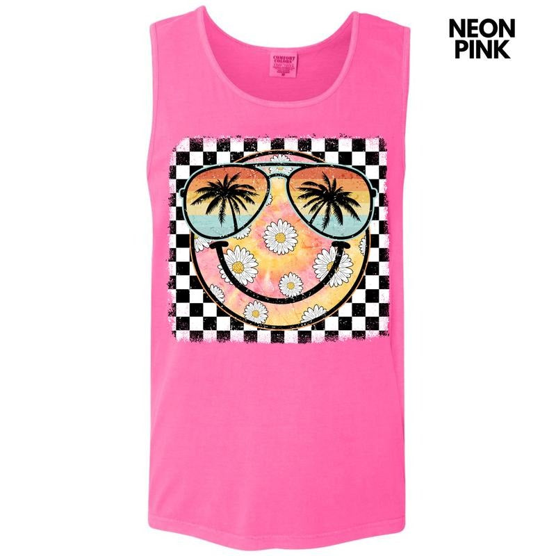Tank Top - Summer Sunglasses Happy Face Comfort Colors Tank Top 'NLB' T-Shirts, Hoodie, Sweatshirt | PureTeeCo.com