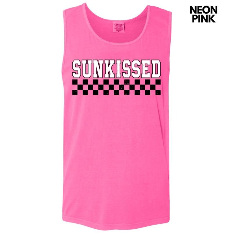 Tank Top - Sunkissed Varsity Checkered Comfort Colors Tank Top 'NLB' T-Shirts, Hoodie, Sweatshirt | PureTeeCo.com