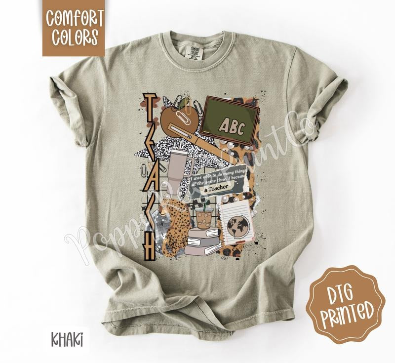 Teacher Collage Shirt Comfort Colors, Trendy Graphic Women's Tee, Gift for Her Hoodie, Sweatshirt | PureTeeCo.com