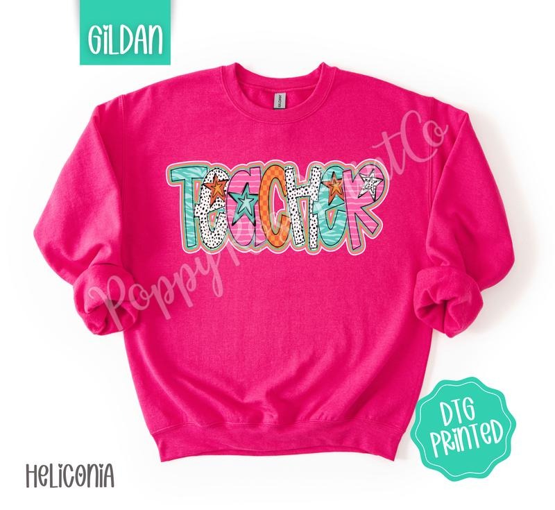 Teacher Doodle Sweatshirt, Cute Women's Sweater, Trendy Polka Dot Crewneck, Gift for Her T-Shirts, Hoodie | PureTeeCo.com