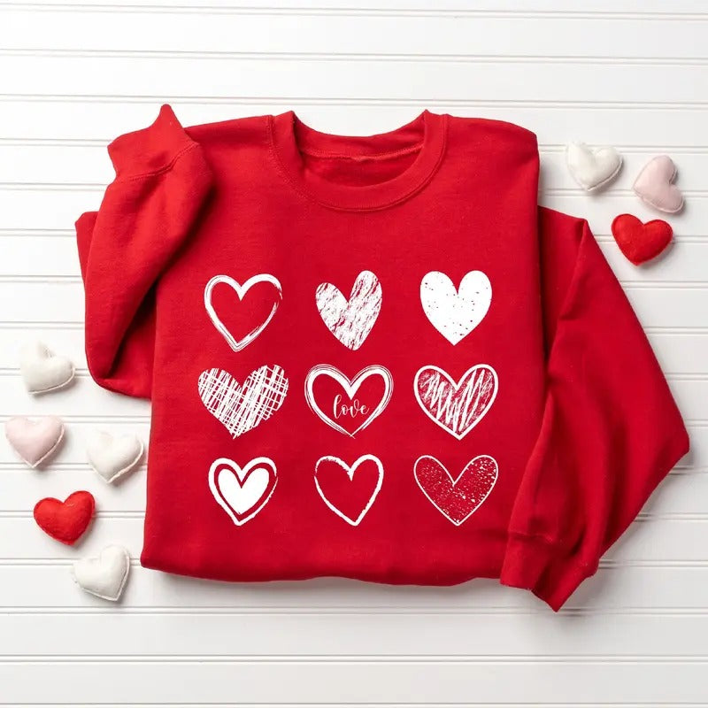 Teacher Hearts Sweatshirt for Women, Cute Love Sweatshirt, Teacher Valentine Shirt - Cotton, Fabric Hoodie | PureTeeCo.com