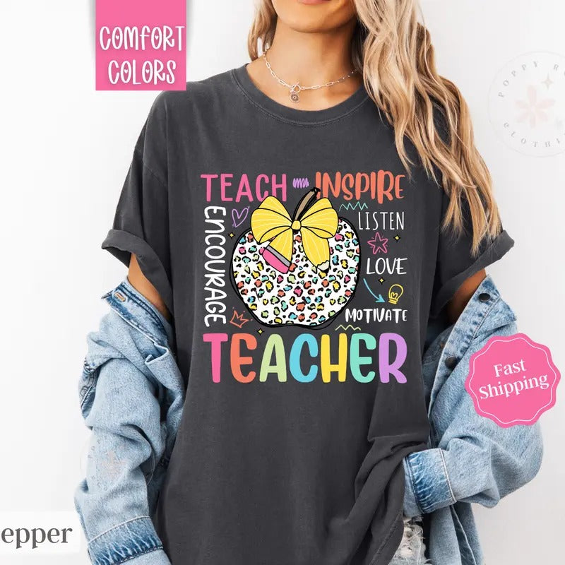 Teacher Shirt Comfort Colors,  Gift for Teacher Appreciation Day, Teach Teestyle{n002}2 Hoodie, Sweatshirt | PureTeeCo.com