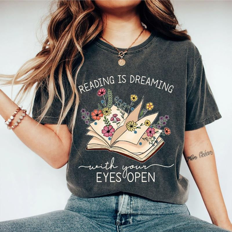 Teacher Shirt, Librarian Book Lover Shirt, Reading Is Dreaming With Your Eyes Open Shirt, Gift For Librarian, Book Lover...