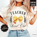 Teacher Social Club Shirt Comfort Colors, Teacher Pencil Bow Tshirt, Gift For Teacher Hoodie, Sweatshirt | PureTeeCo.com