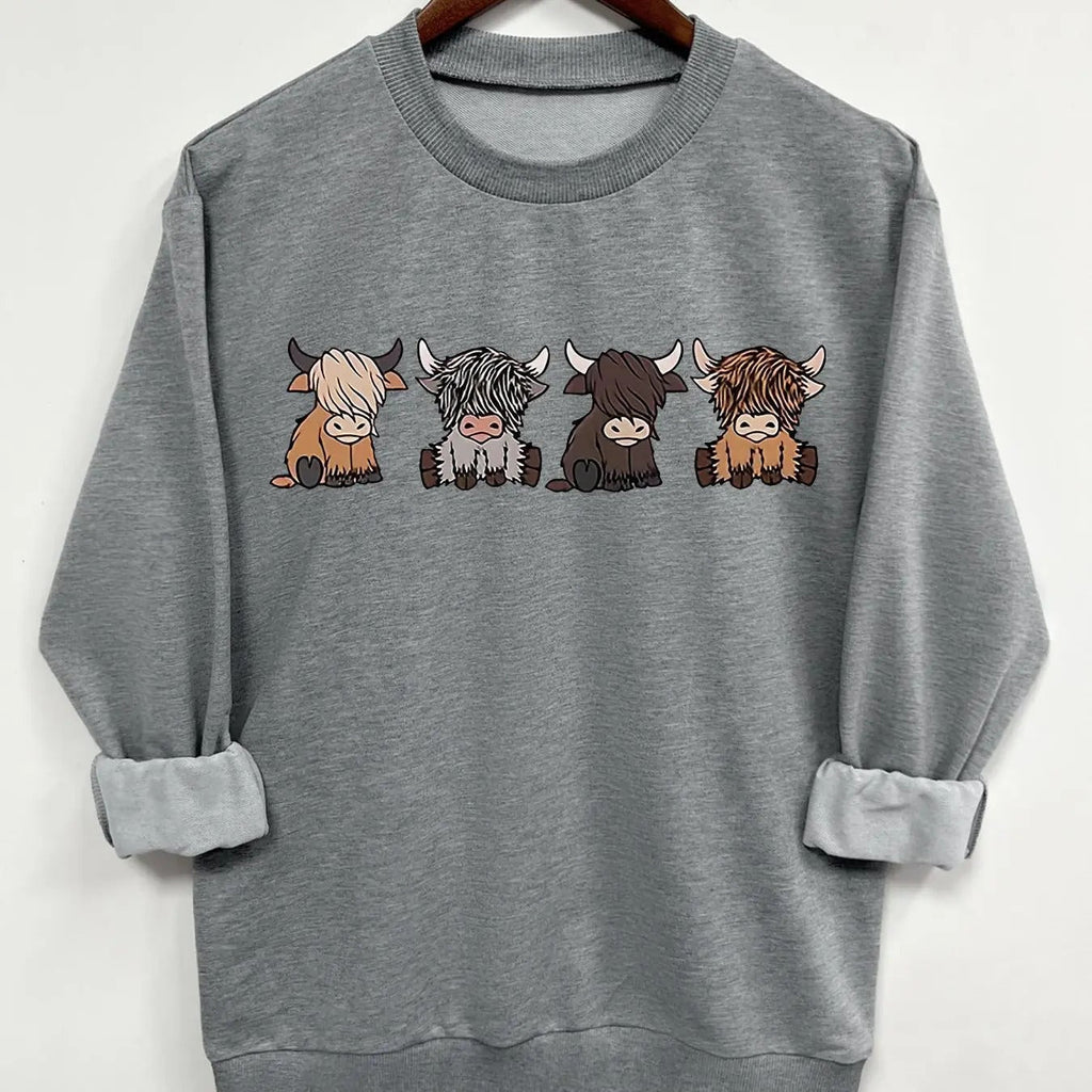 Teen Girl's Cartoon Animal Print Crew Neck Sweatshirt, Casual Long Sleeve Pullover for Daily Wear, Clothing for All...