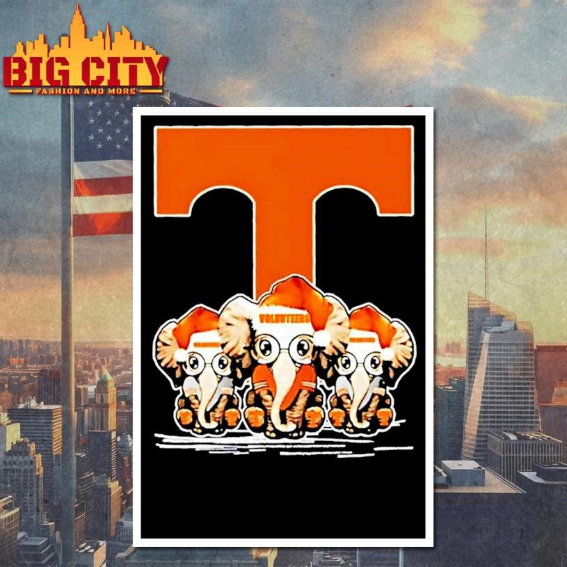 Tennessee Volunteers X Elephants Santa Hat Merry Christmas Shirt