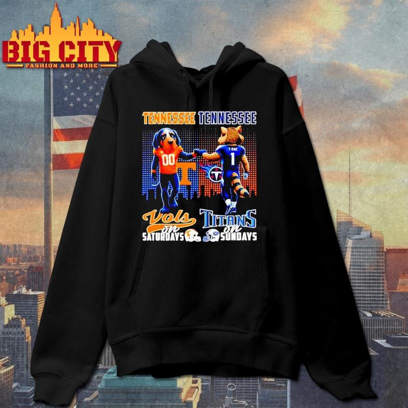 Tennessee Volunteers on Saturdays vs Tennessee Titans on Sundays Mascot City Skyline Shirt